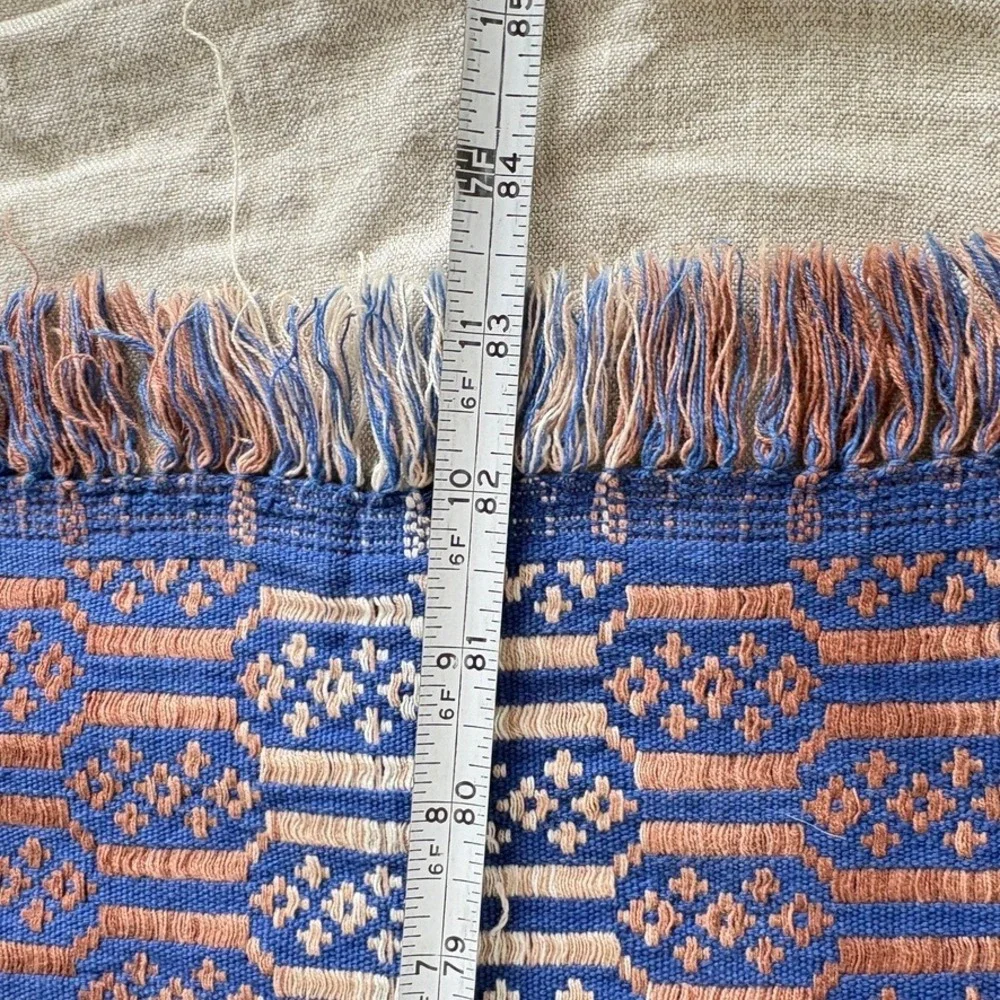 Vintage GIL TEX‎ Made in Pakistan Handwoven Blanket Purple Blue Geometric Throw